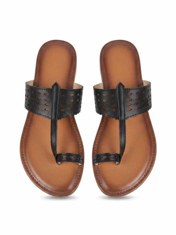 kaosiss brown kolhapuri flats for women 16281ls