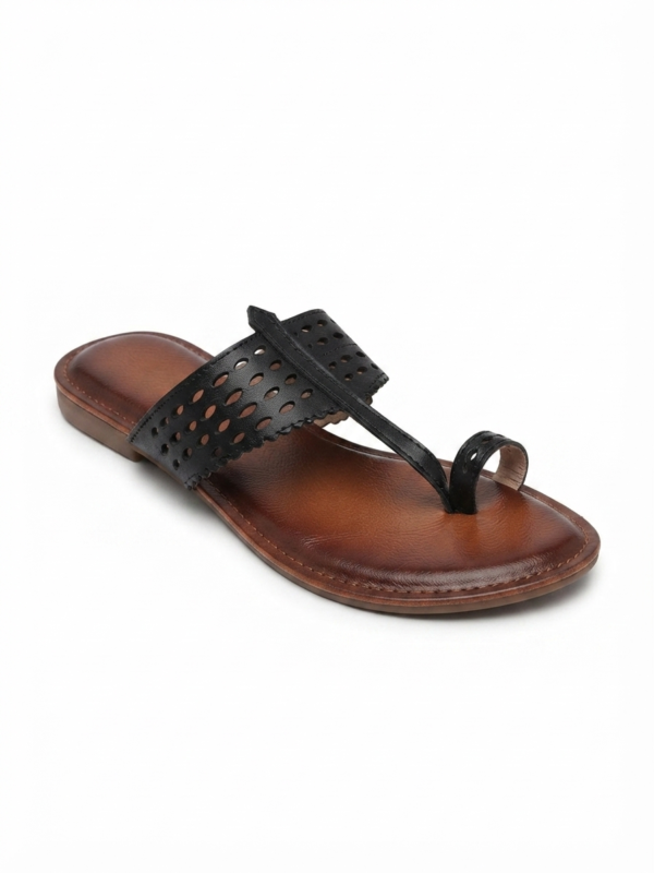kaosiss brown kolhapuri flats for women 16281ls