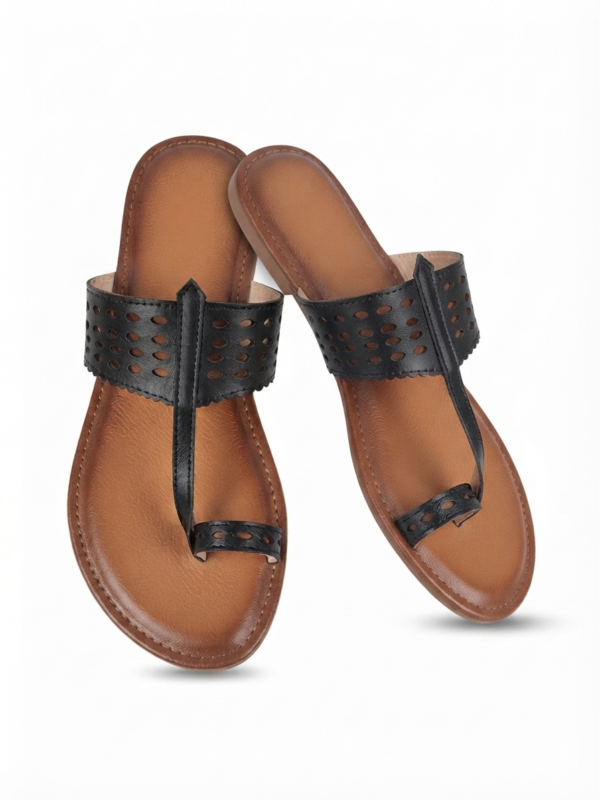 kaosiss brown kolhapuri flats for women 16281ls