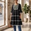kaosiss peplum kurti for women l00006lk black
