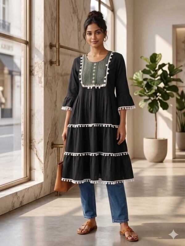 kaosiss peplum kurti for women l00006lk black