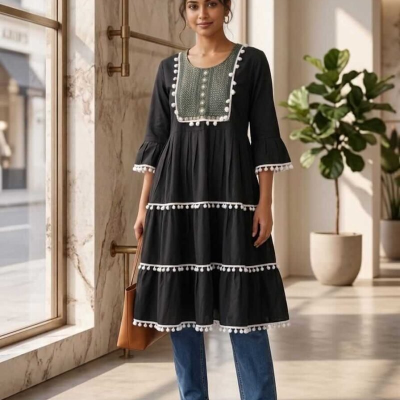 kaosiss peplum kurti for women l00006lk black