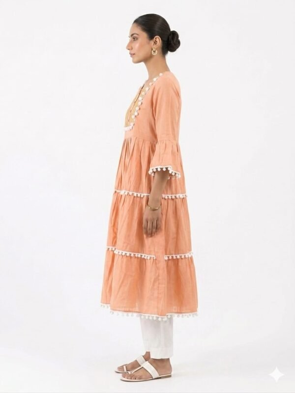 kaosiss peplum kurti for women l00006lk peach