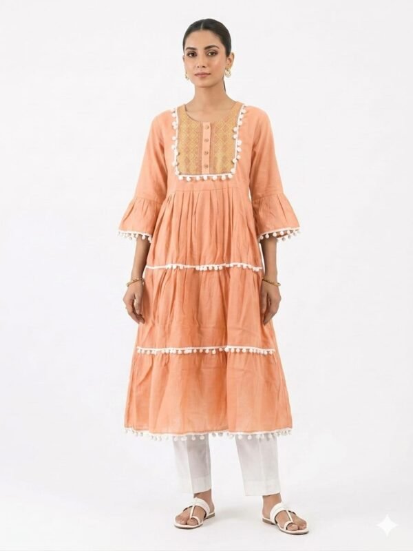 kaosiss peplum kurti for women l00006lk peach