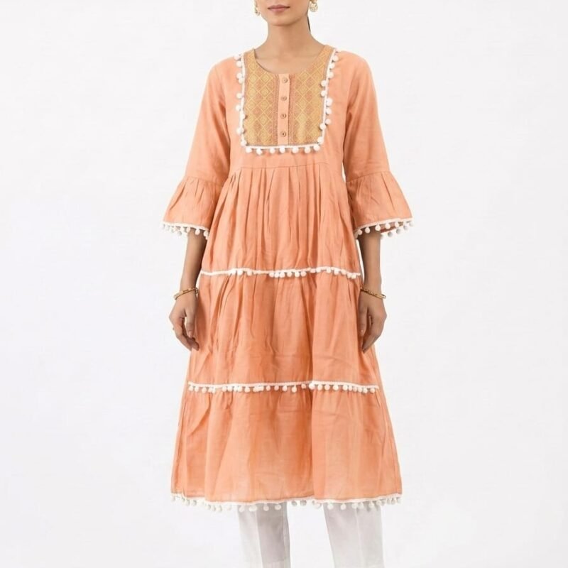 kaosiss peplum kurti for women l00006lk peach