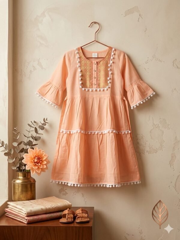 kaosiss peplum kurti for women l00006lk peach