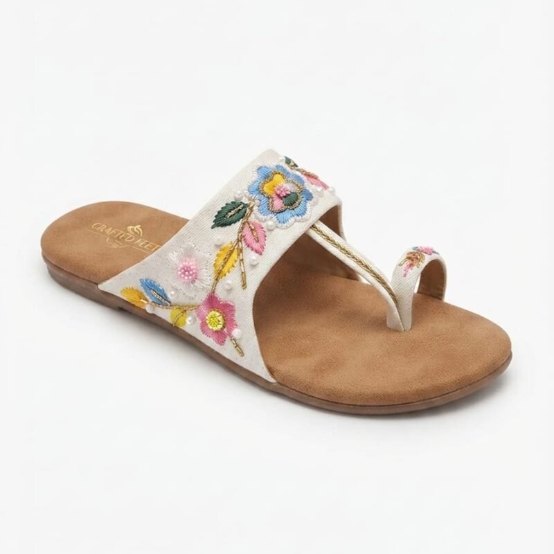 kaosiss white jaipuri flats for women 16290ls