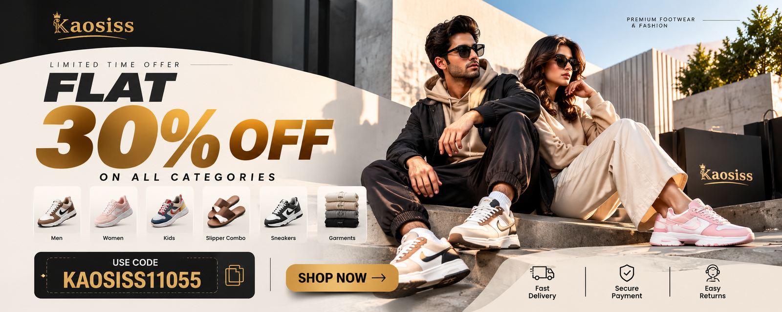kaosiss premium footwear sale banner